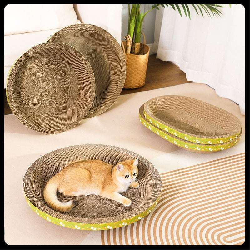 อ่างลับเล็บแมวทรงวงรี S / M / L / XL ที่ฝนเล็บแมว ที่ลับเล็บแมว Cat scratcher คุณภาพดี ราคาดีที่สุด แถมฟรี! แคทนิป 1 ซอง