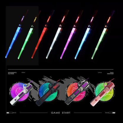 2 in 1 ไลท์เซเบอร์ Star Wars 7 สี 2 ชิ้น ดาบเลเซอร์พับเก็บได้เปลี่ยนสีเหนี่ยวนำ แท่งเรืองแสง LED ดาบแฟลช หลายรูปแบบ