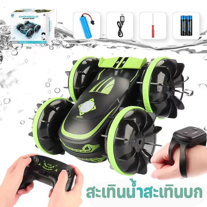 ของเล่นรถ RC ไฮเทค 4WD สะเทินน้ำสะเทินบก Stunt RC รถพร้อมแสงเสียงท่าทางควบคุม 360 ° รถปั่นไฟฟ้าของเล่นสำหรับเด็ก