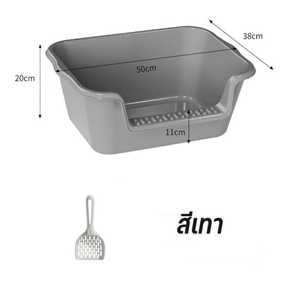 ช้อนครอกแมวฟรี ใหญ่กระบะทรายแมว ห้องน้ำแมว ขอบสูงกันกระเด็น กระบะทรายแมว กระบะทรายแบบจัมโบ้ กระบะ กระบะทรายแมวขนาดใหญ่